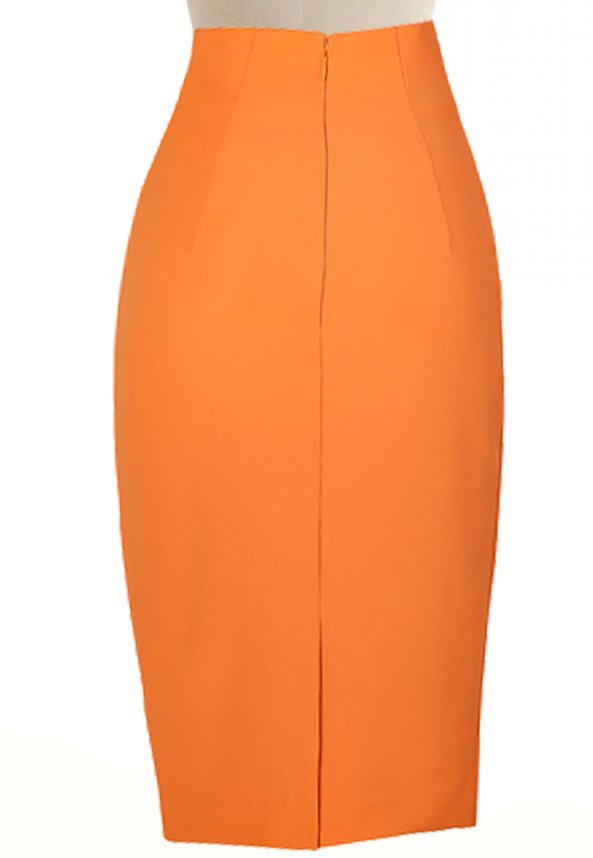 High Waist bright tangerine Pencil Skirt | Product tags ...