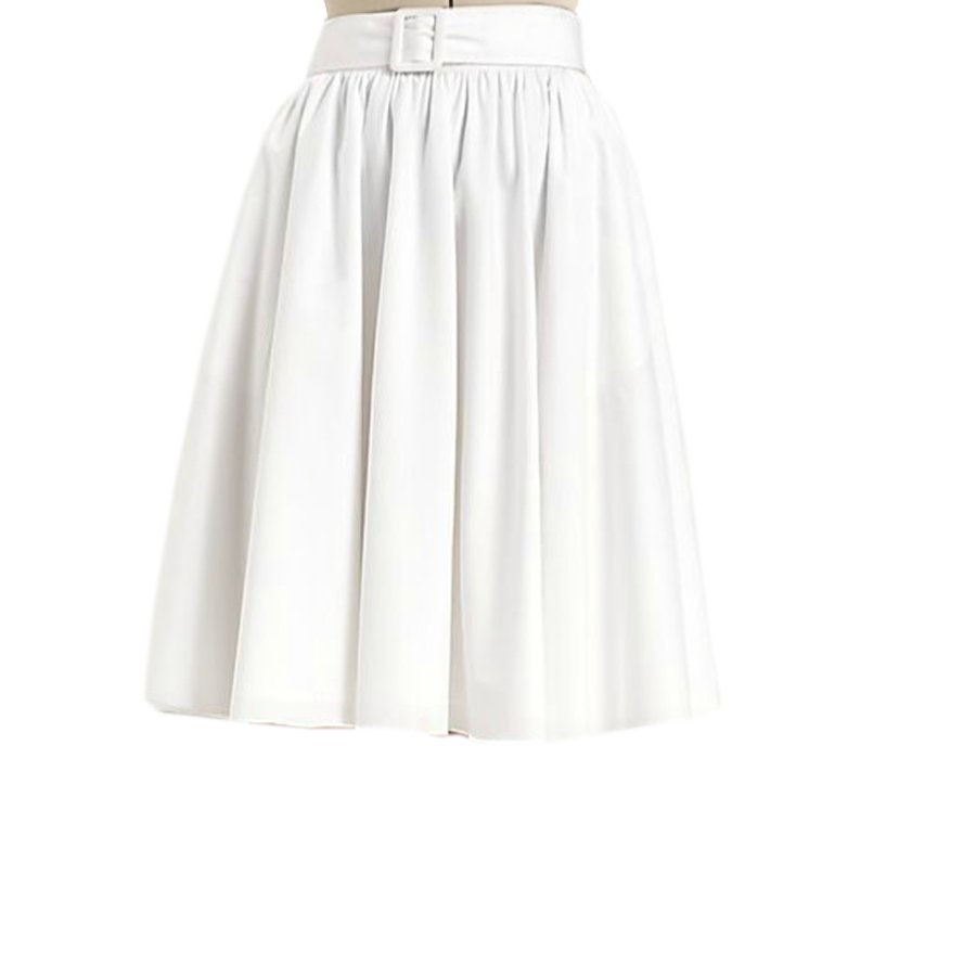 White Gather Waist Skirt with Loops and cover Belt, Custom Fit ...