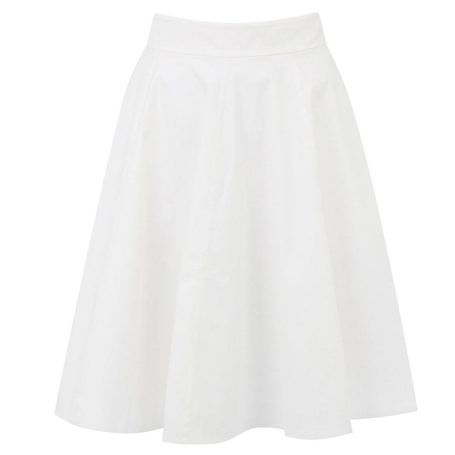 White Cotton Flared Skirt, Custom Fit, Handmade, Fully Lined ...