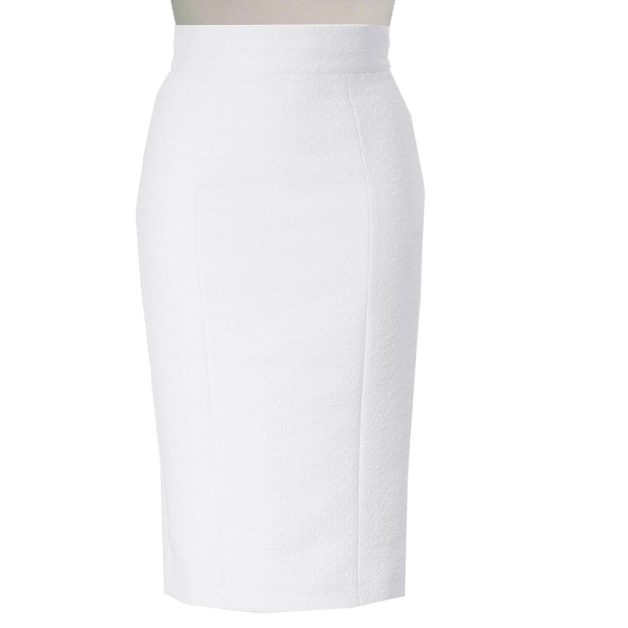 Custom Made White Wool blend high waisted wiggle skirt ...