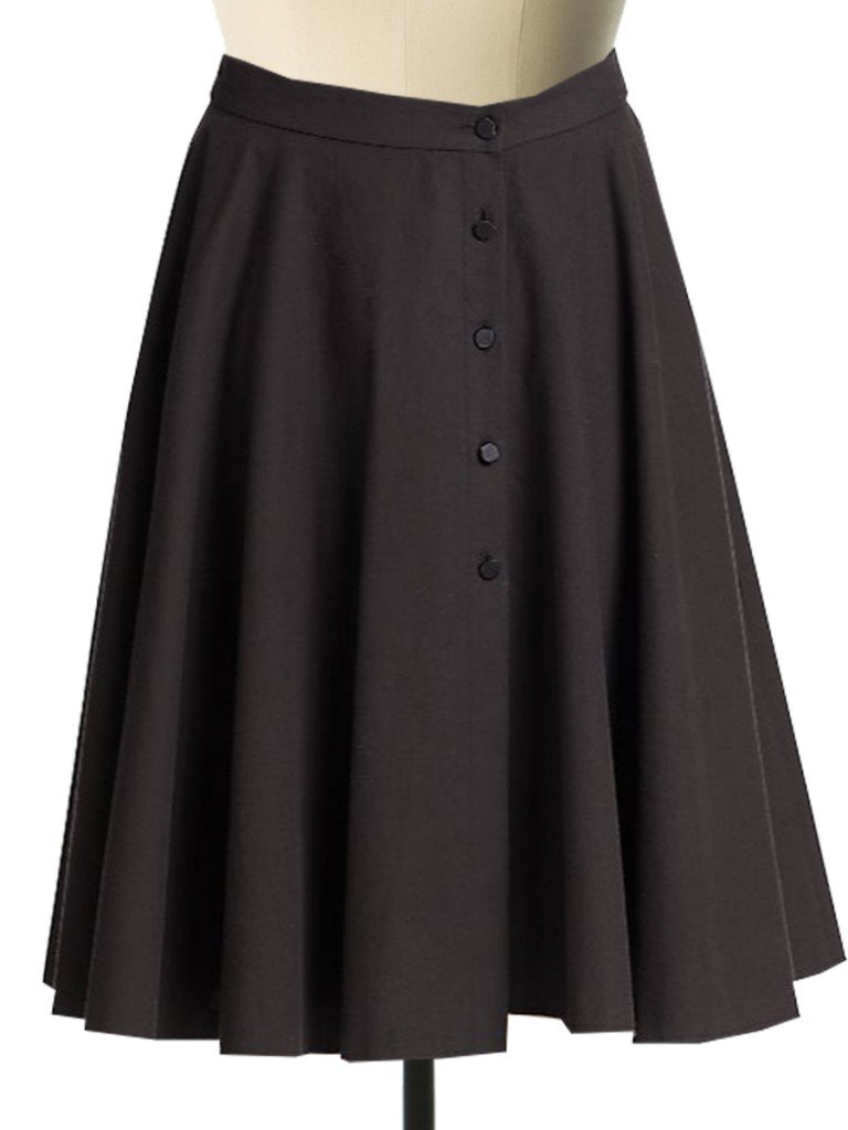 Polyester Blend Button Front Circular Skirt Elizabeth's Custom Skirts