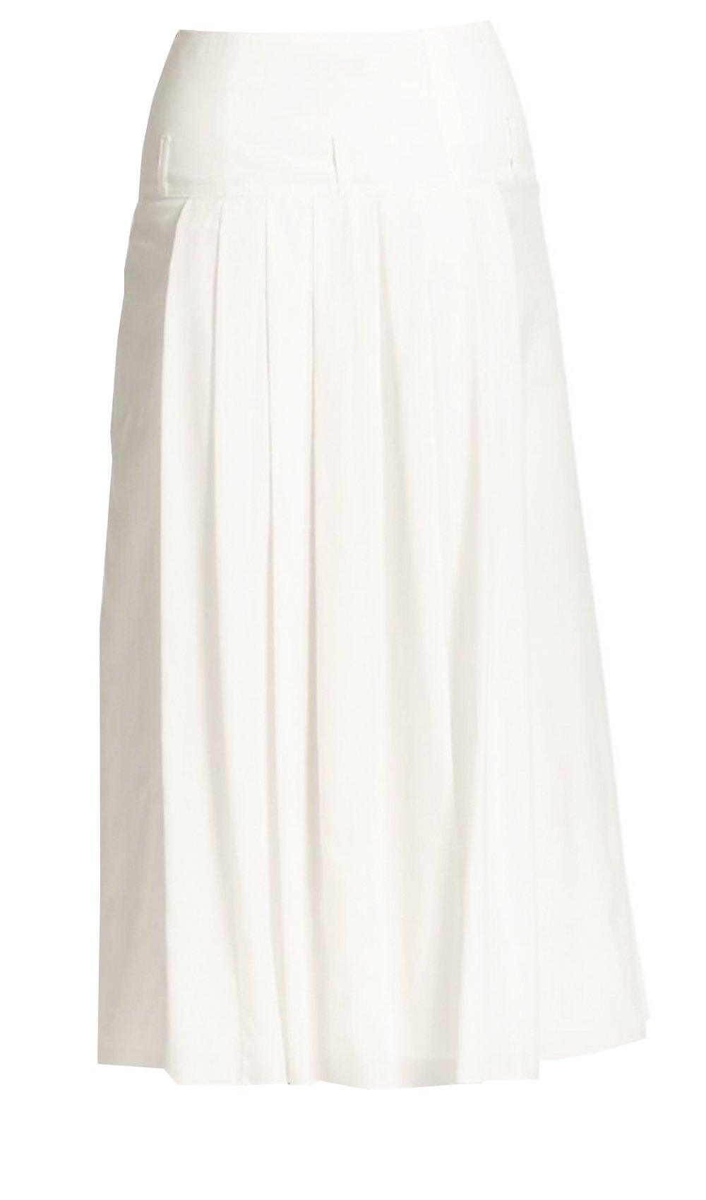 White Cotton Button Front Skirt pleated with yoke | Elizabeth's ...