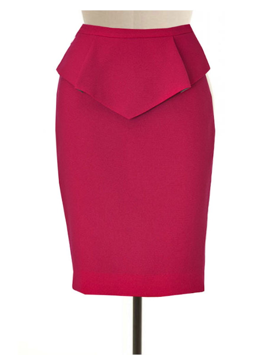 Wool Blend Pencil Skirt with Peplum, Custom Made to Fit, Fully Lined ...