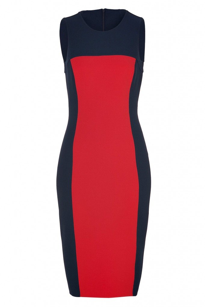 Midnight Blue/Crimson Red Sheath Pencil Dress, Custom Handmade, Fully ...