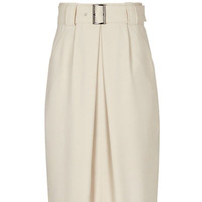 Belted Pencil skirt with a front vent, Buckle detail | Elizabeth's ...