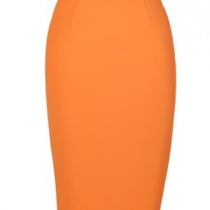 High Waist Bright Tangerine Pencil Skirt, Custom Handmade, Fully Lined ...