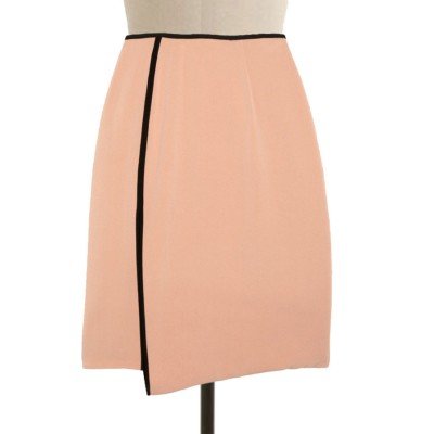 Peach Wrap Skirt with Black Border Piping, Custom Fit, Handmade, Fully ...