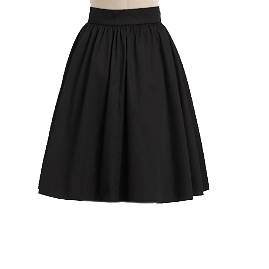 Black Gather Waist Skirt, Custom Fit, Handmade, Fully Lined, Cotton ...