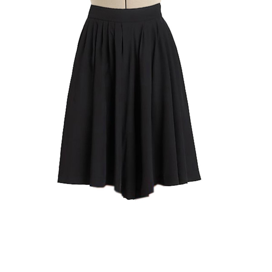 Black Pleated Flared Skirt, Custom Fit, Handmade, Fully Lined, Cotton ...
