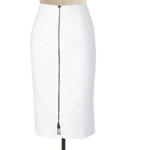 White skirt with long front Zipper, Custom Fit, Handmade, Fully Lined ...
