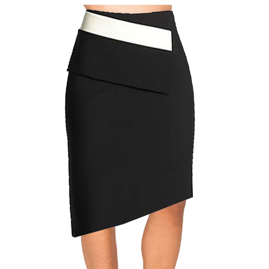 Black and White Asymmetrical Pencil Skirt – Elizabeth's Custom Skirts