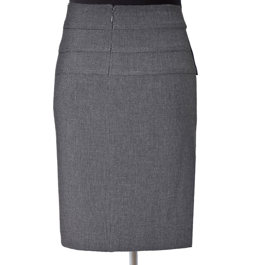Gray wool blend pencil Skirt With Stitch Tucks – Elizabeth's Custom Skirts